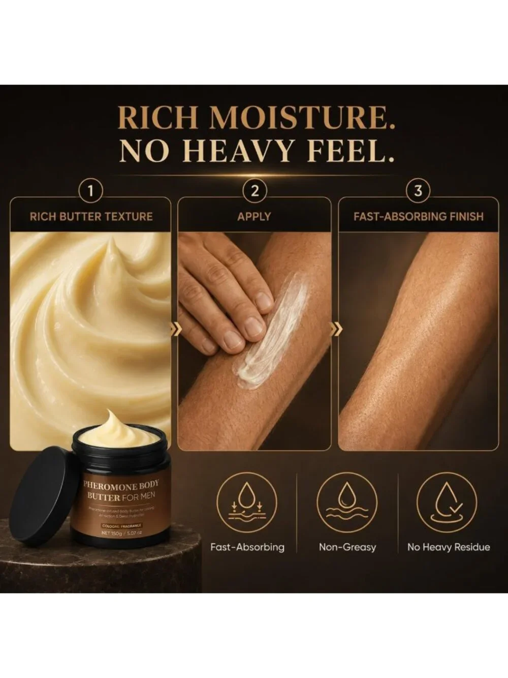 Men's Pheromone Body Butter - Hydrating Skin Cream with Shea, Cocoa & Coconut
